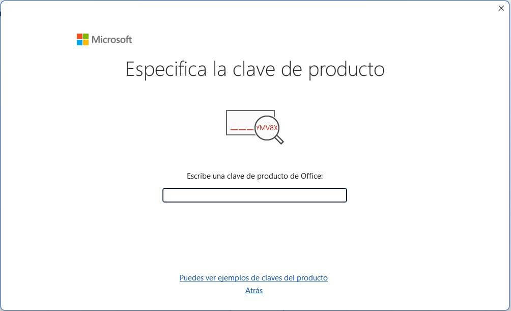 Introduzca la clave del producto para verificar