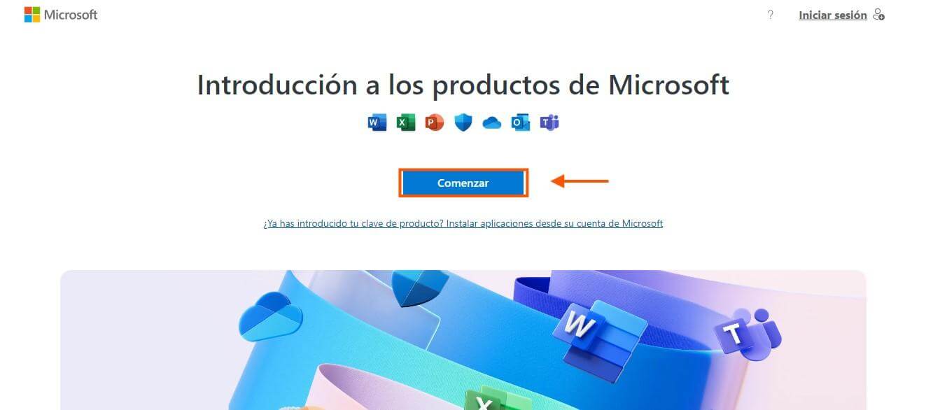 Página de configuración de Microsoft Office