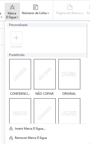 menu suspenso de marca d’água
