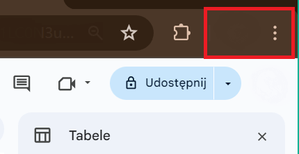 Przycisk opcji w Chrome