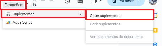 Obter Complementos no Google Docs