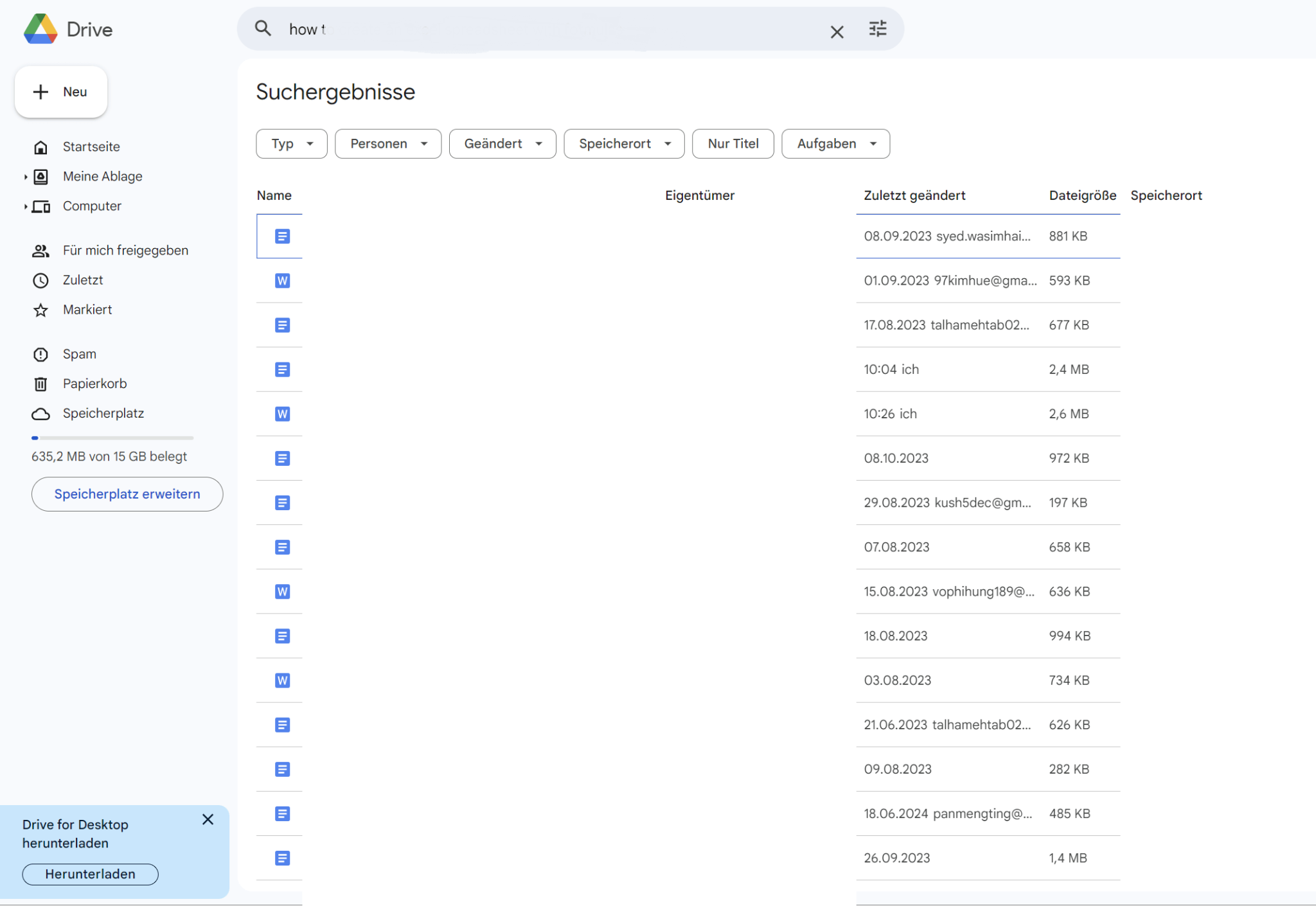Mehrere Dateien auf Google Drive auswählen