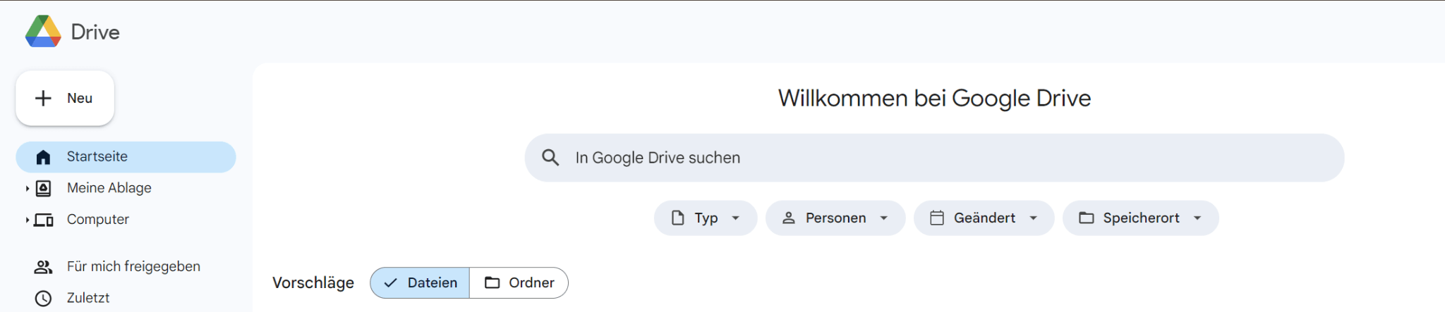 Google Drive-Startseite