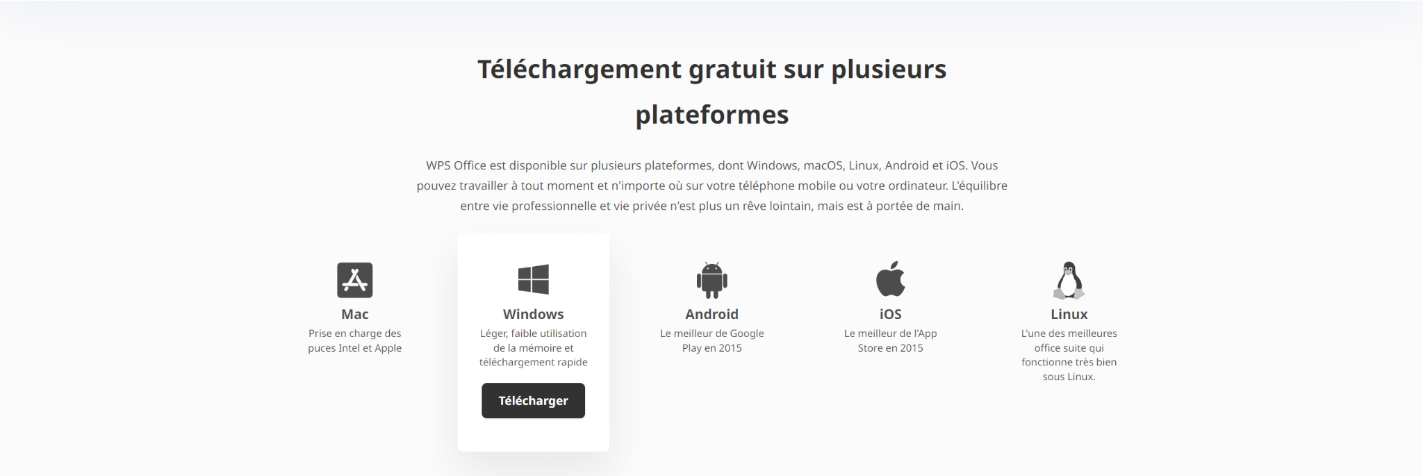 Page de téléchargement de WPS