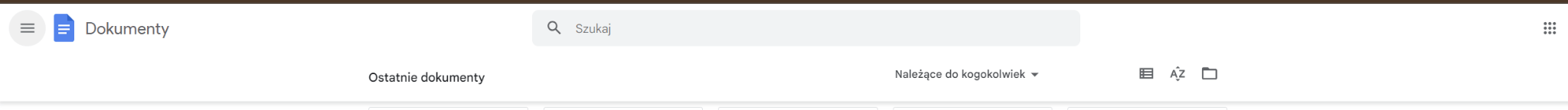 Strona internetowa Google Docs