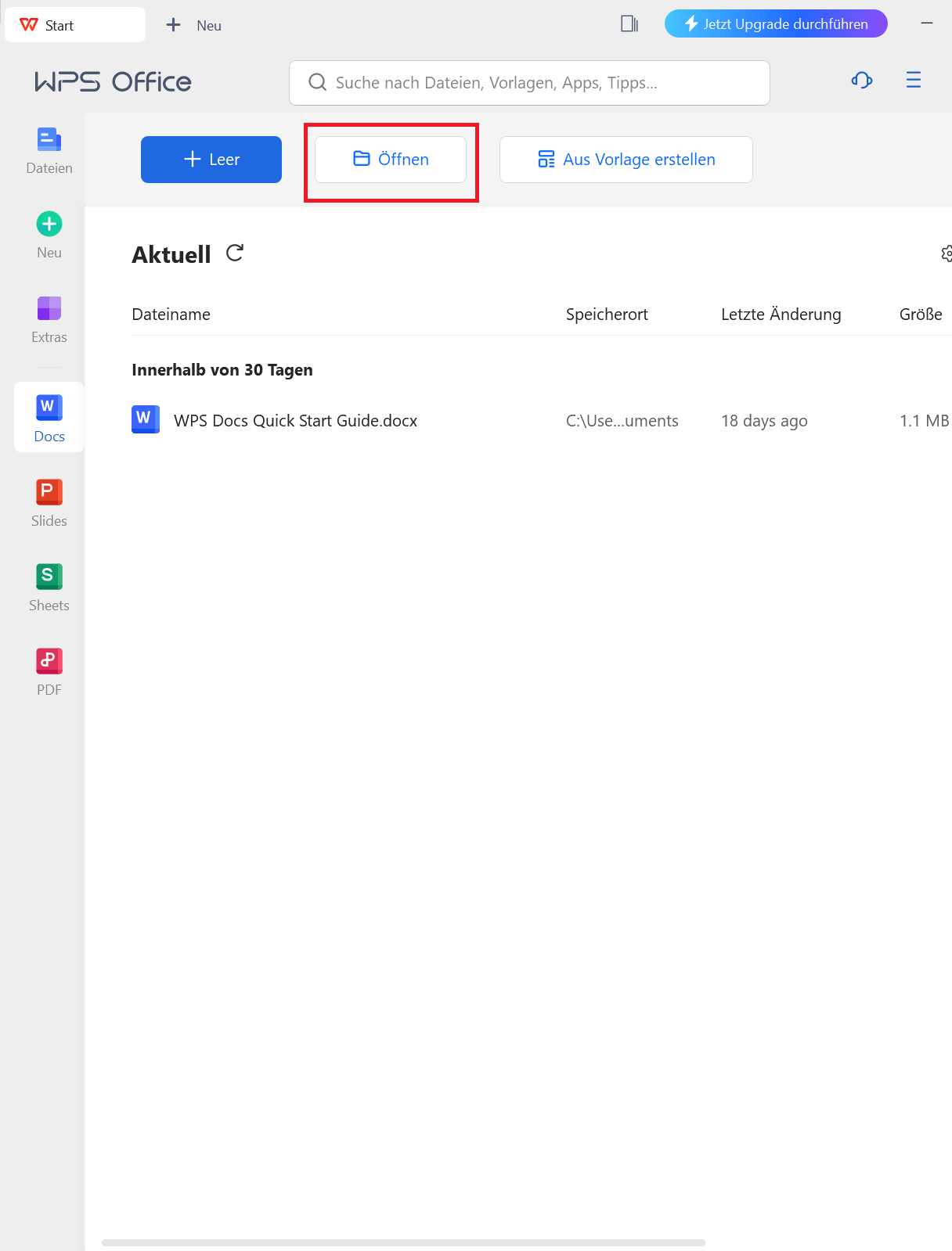 Dateioptionen in WPS Office