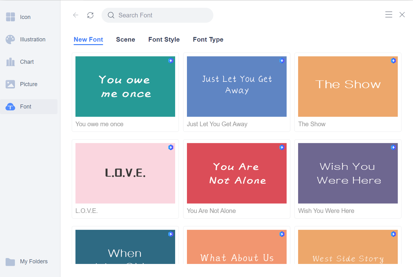 biblioteca de fontes em nuvem do WPS Office