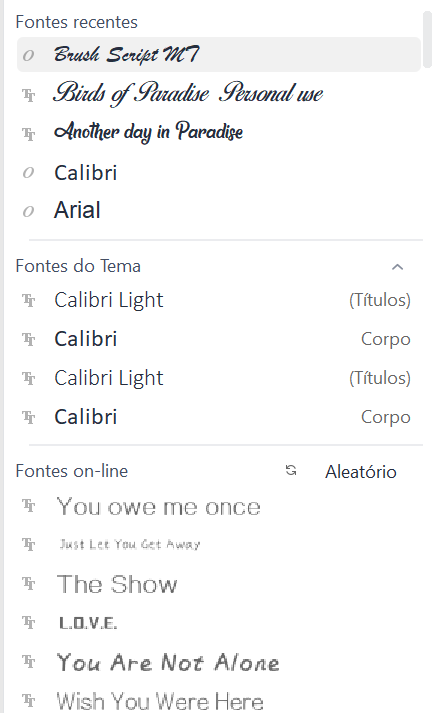 fontes do WPS Office