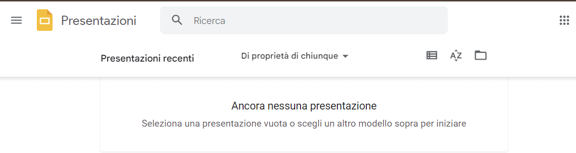 Homepage di Google Slides