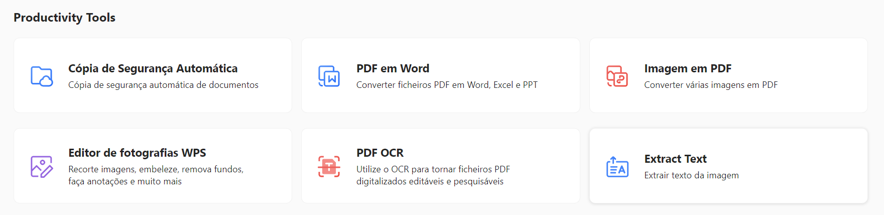 botão de extrair texto