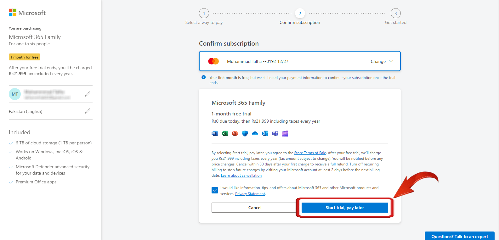 Start Microsoft 365 free trial