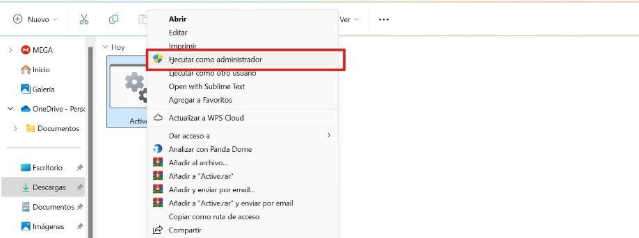 Ejecutar el archivo como administrador