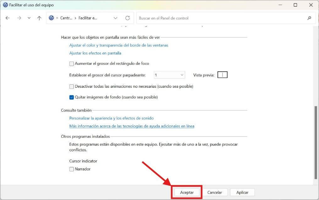 Confirmar los cambios