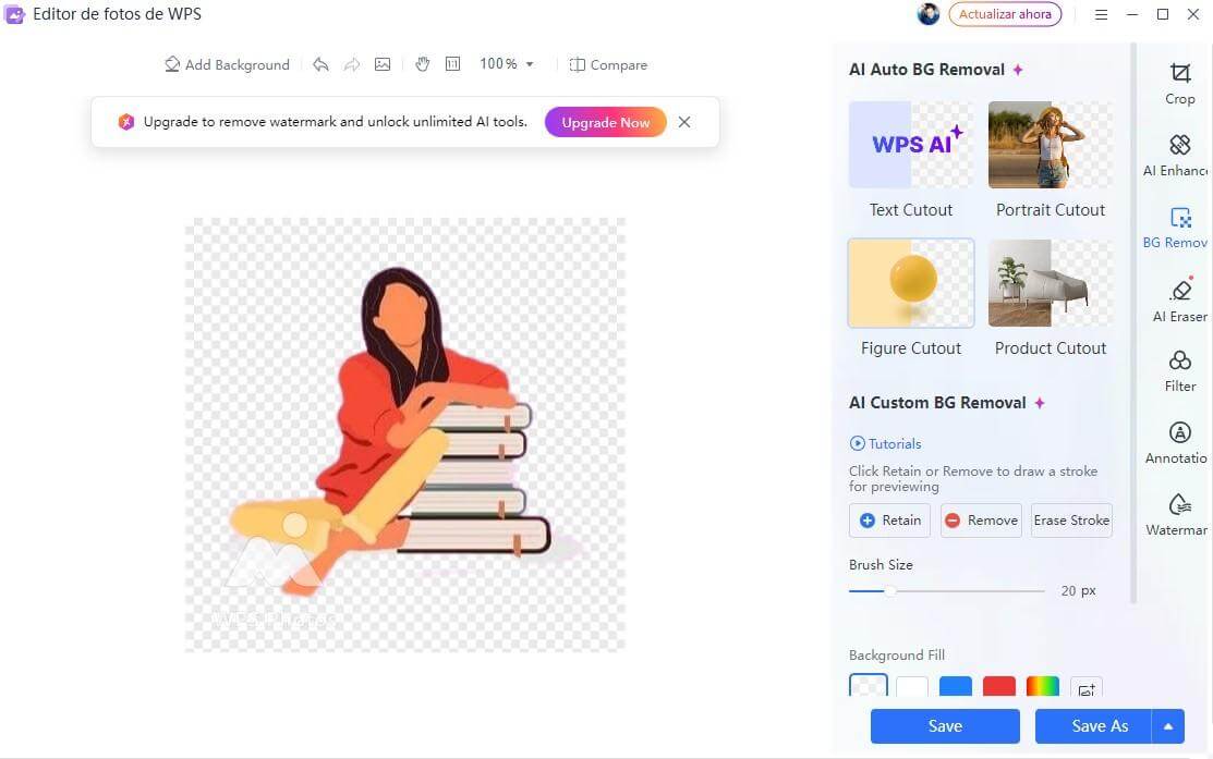 Fondo eliminado con WPS Photos