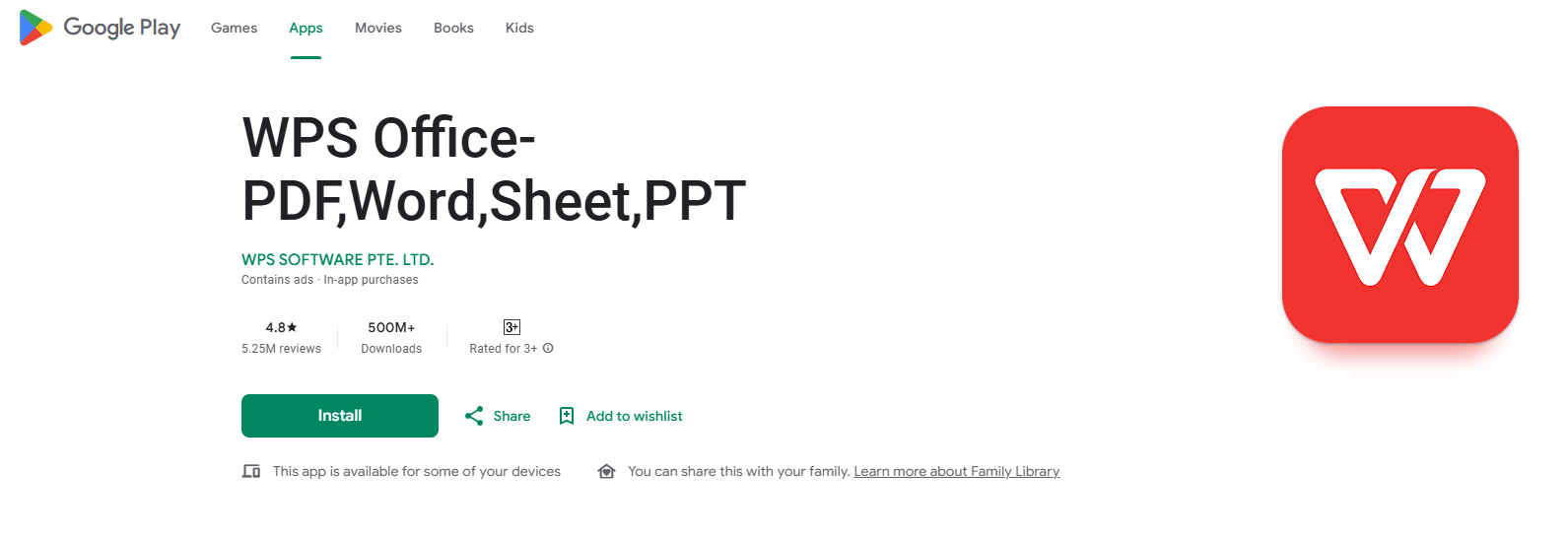 WPS en Google Play Store