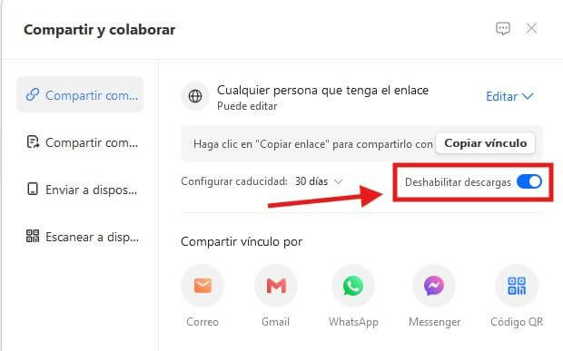 Desactivar las Descargas