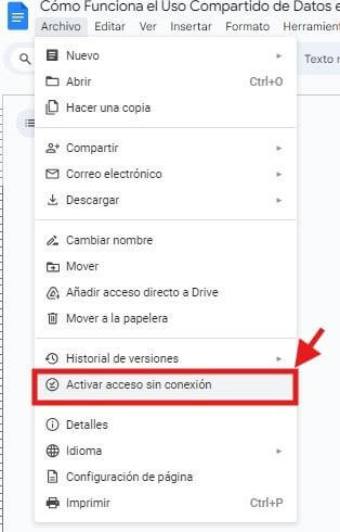 Permitir el acceso sin conexión a los archivos seleccionados