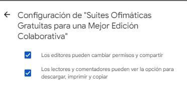 Configuración de uso compartido de Documentos de Google