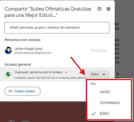 Compartir a través del enlace