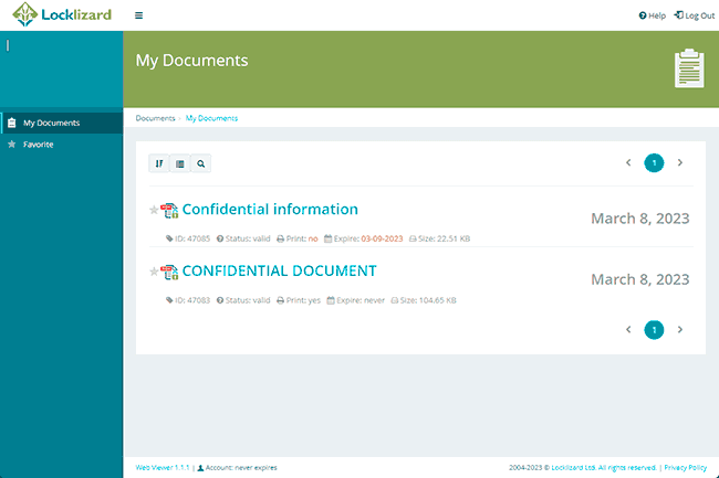 Portal web de Locklizard