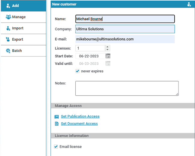 Aggiungi clienti per creare un account