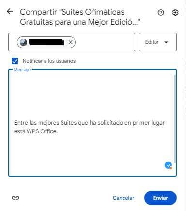 Enviar un mensaje al compartir