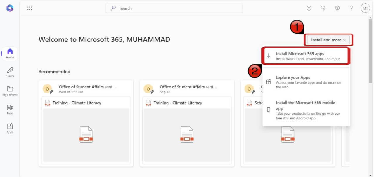 Descargar las aplicaciones de Microsoft 365