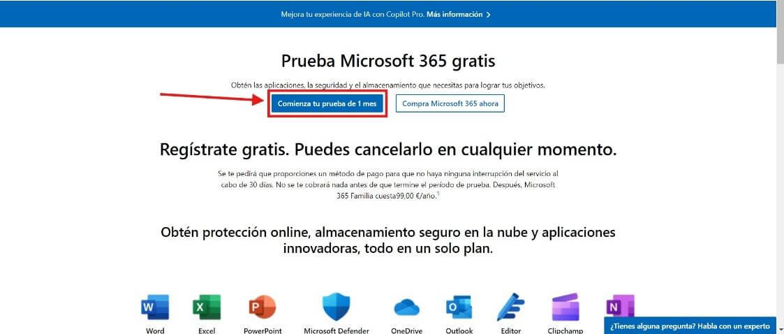 Página de prueba de Microsoft 365