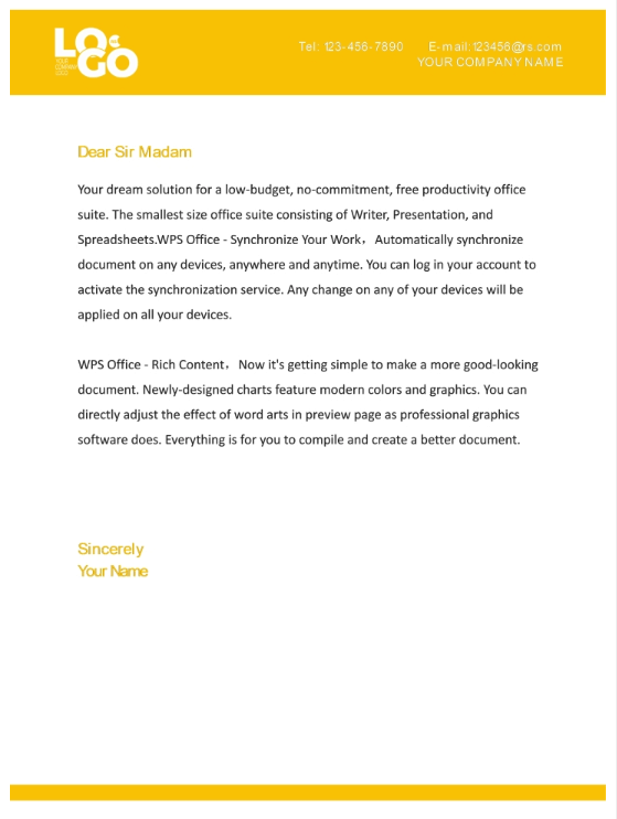 modelo do WPS Office