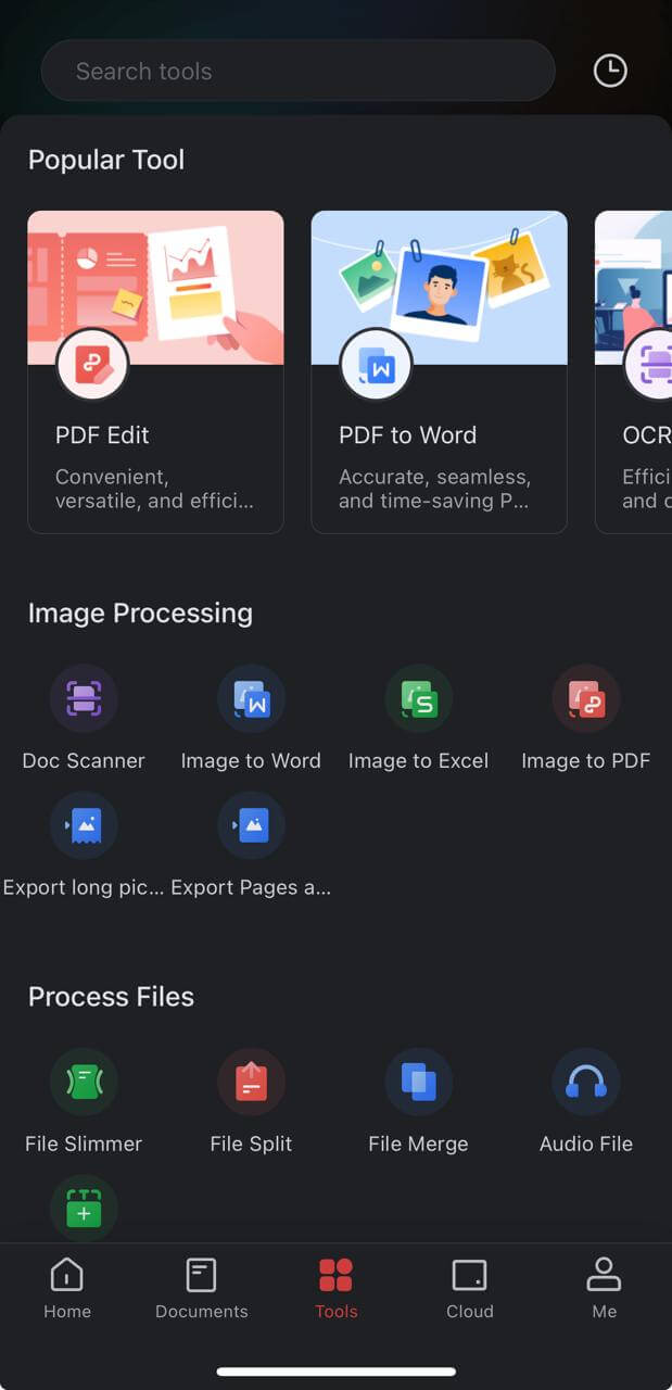 WPS Office Mobile interface