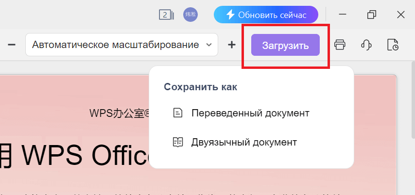 Скачать переведенную копию или двуязычную копию