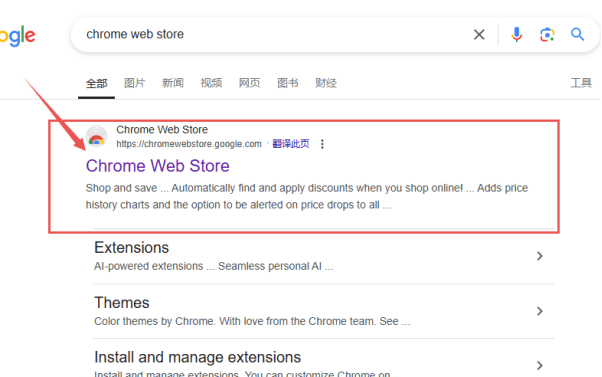 Поиск в магазине плагинов Chrome в Google Chrome