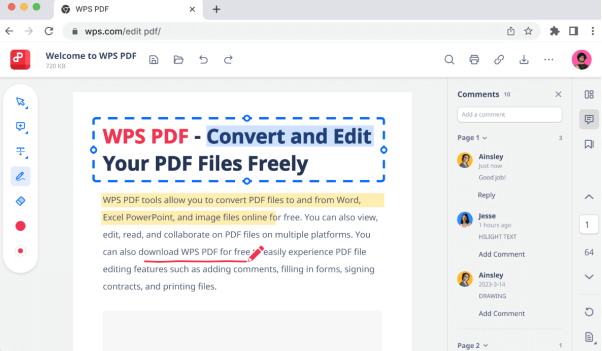 Страницы с использованием WPS PDF