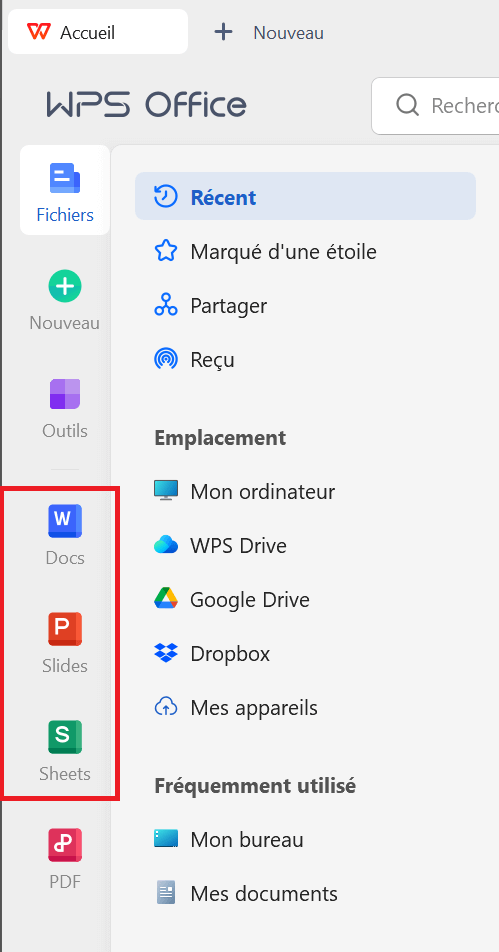 sélectionner une application