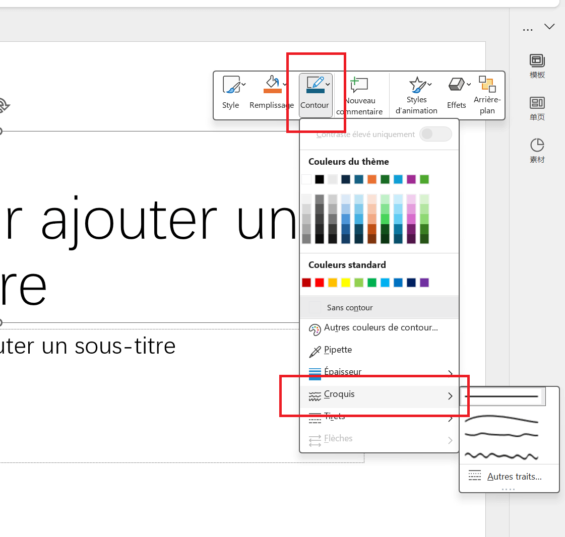 Ajout d'instructions de contour esquissé dans Microsoft PowerPoint