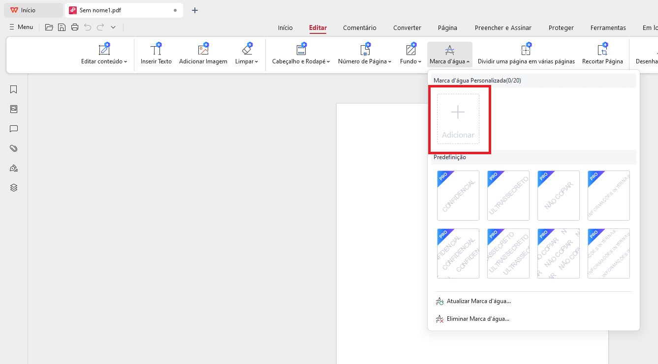 Adicionar Marca d'Água Personalizada