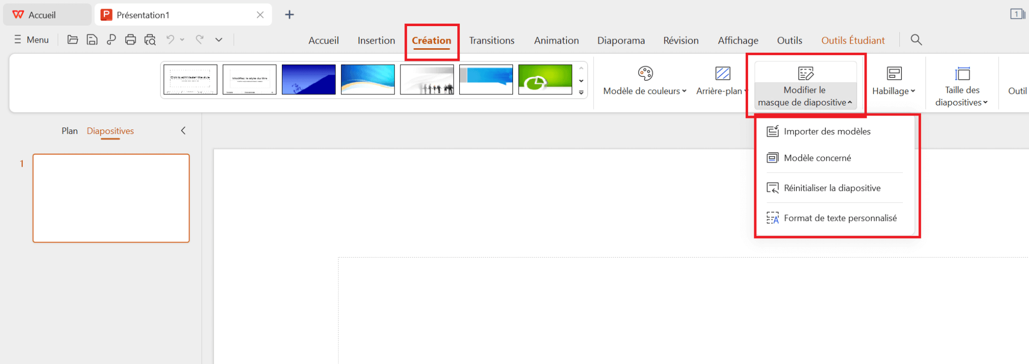 Options d'édition dans WPS AI