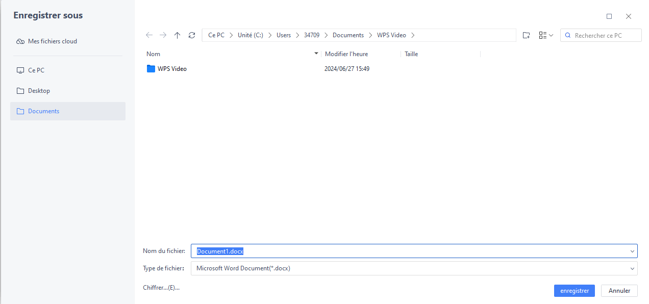 Enregistrer un document sur WPS Writer
