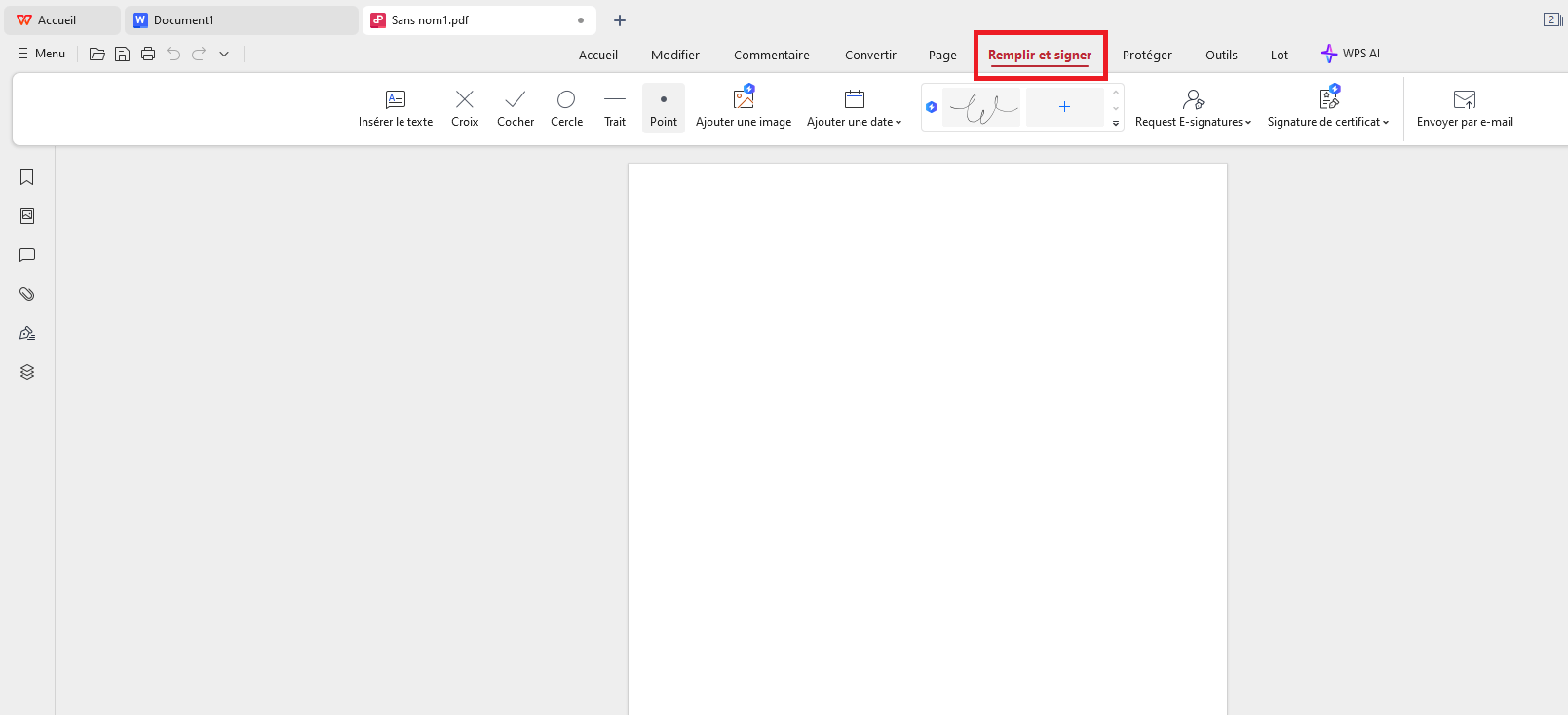 Remplir et signer dans WPS PDF