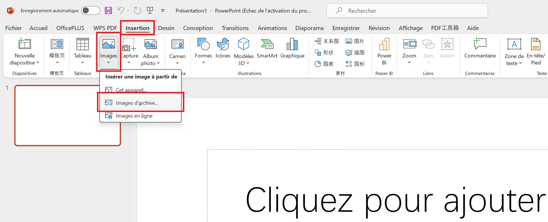 Instructions pour les images de stock dans PowerPoint