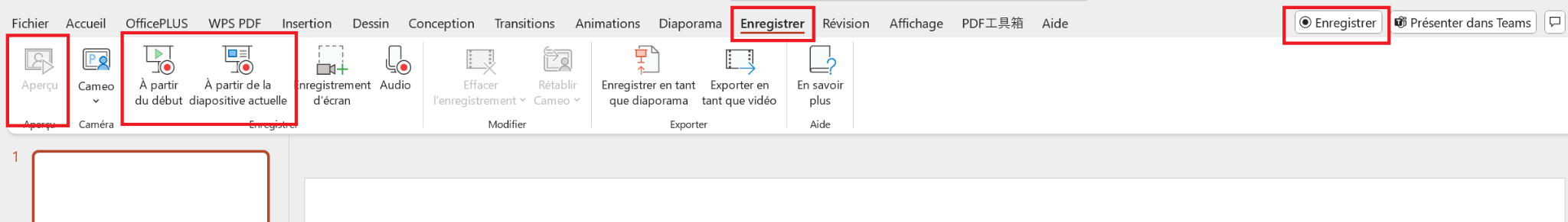 Options d'enregistrement pour les diapositives dans Microsoft PowerPoint