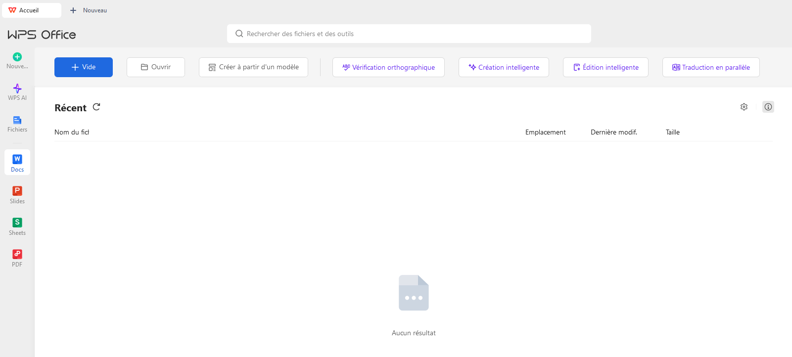 Créer un nouveau document avec WPS Writer