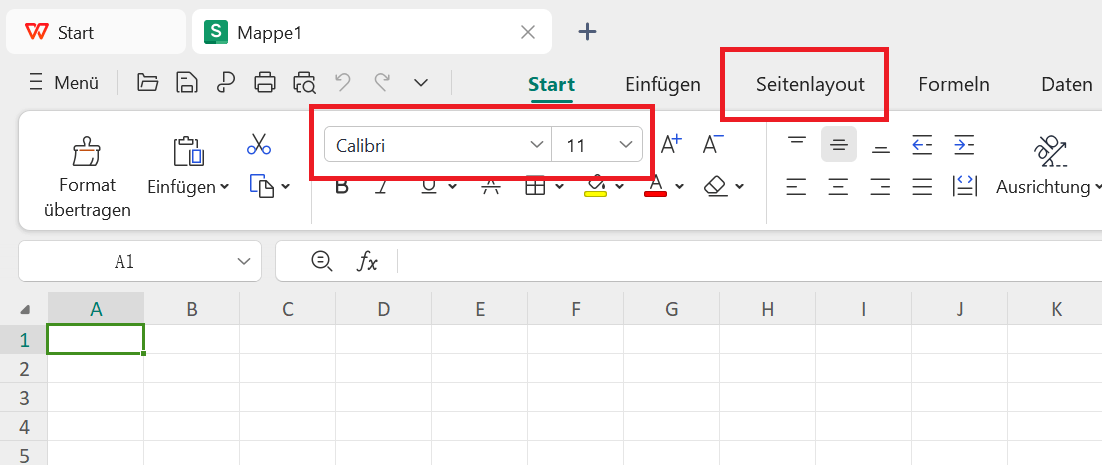 Excel-Datei in WPS Spreadsheet geöffnet, um den Inhalt zu bearbeiten