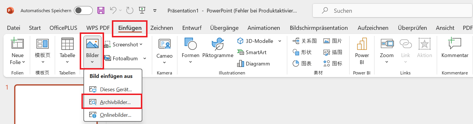Anweisungen für Stockbilder in PowerPoint