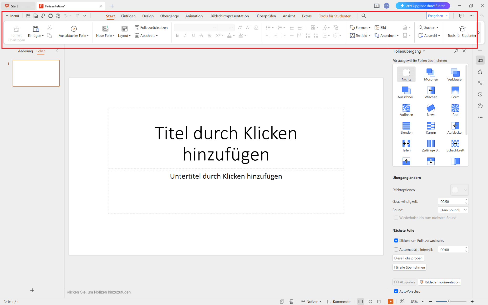 Präsentation in WPS AI