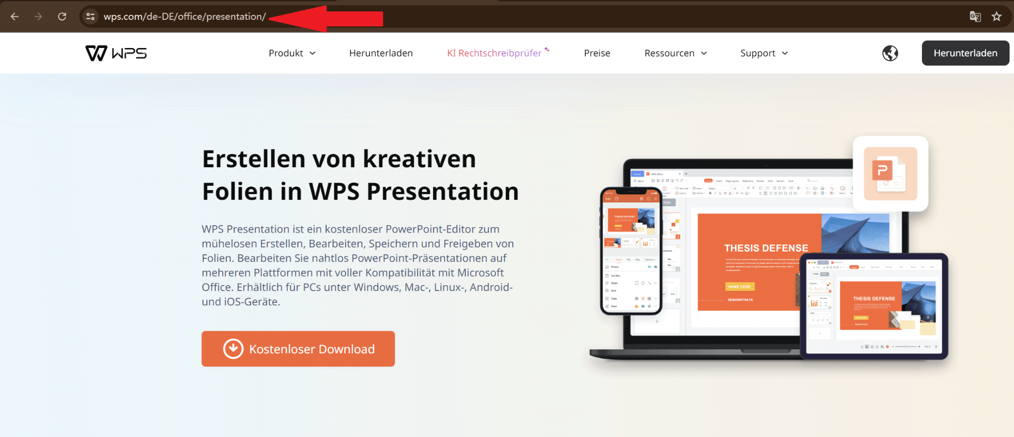 WPS Präsentation Webseite