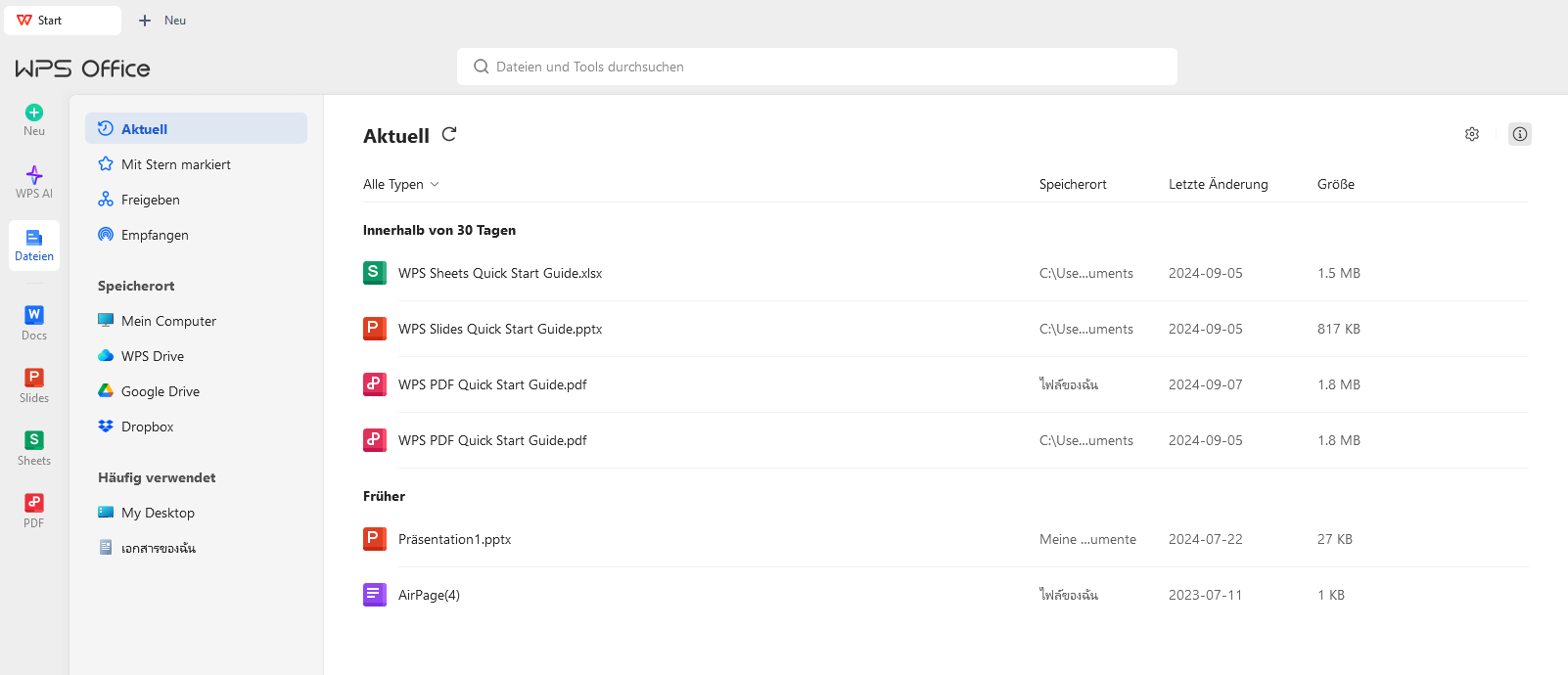 Starten des WPS Writers