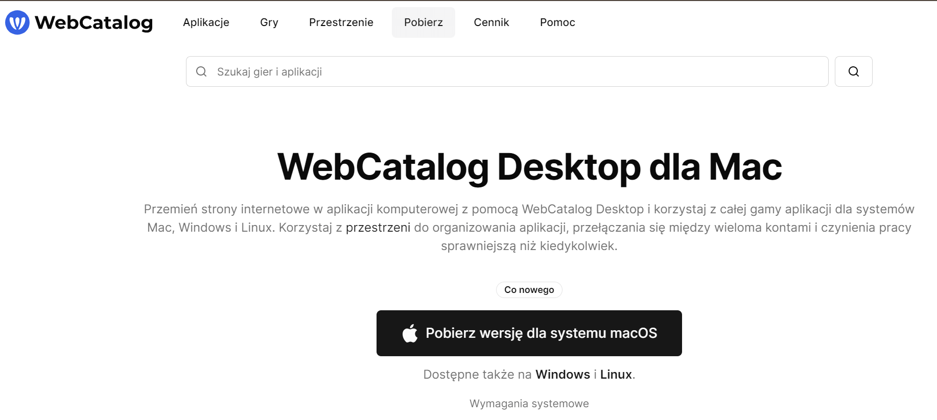 Strona internetowa Webcatalog