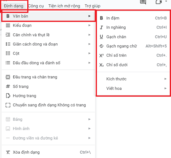 thanh công cụ định dạng