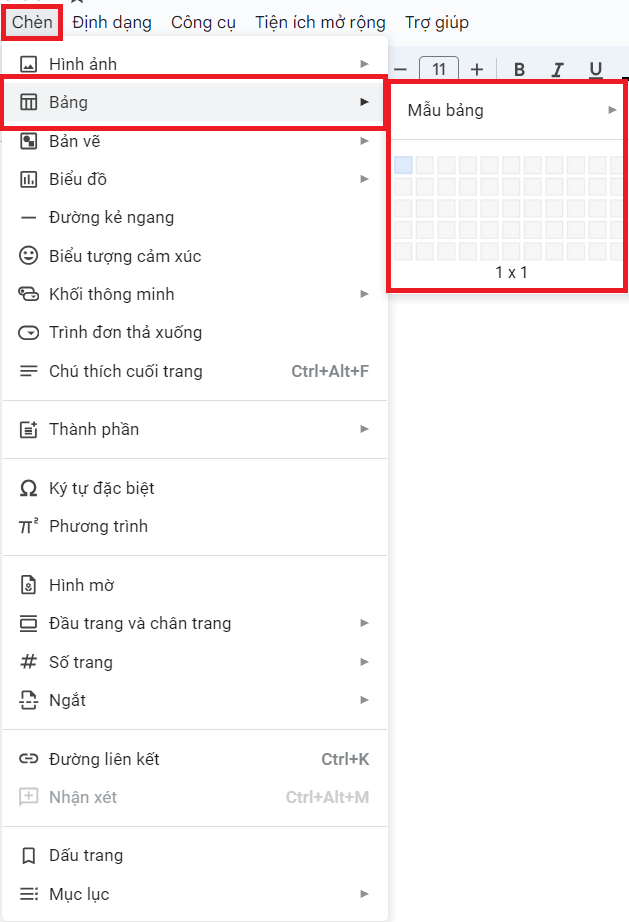 tạo bảng